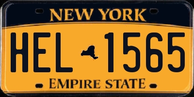 NY license plate HEL1565
