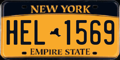 NY license plate HEL1569