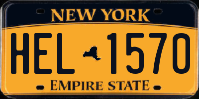 NY license plate HEL1570