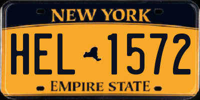 NY license plate HEL1572