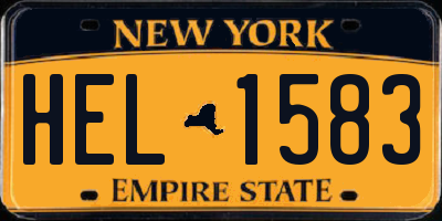 NY license plate HEL1583