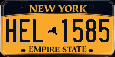 NY license plate HEL1585