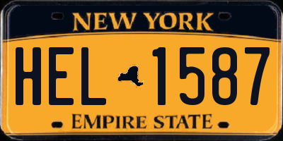 NY license plate HEL1587
