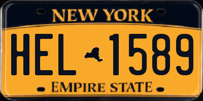 NY license plate HEL1589