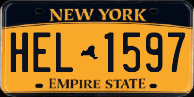 NY license plate HEL1597