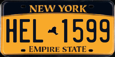NY license plate HEL1599