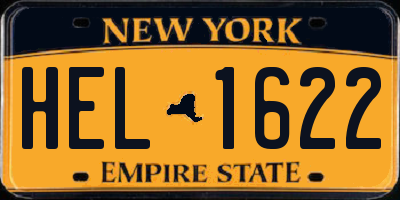 NY license plate HEL1622