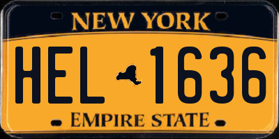 NY license plate HEL1636