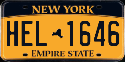 NY license plate HEL1646