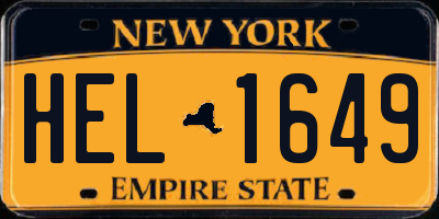 NY license plate HEL1649