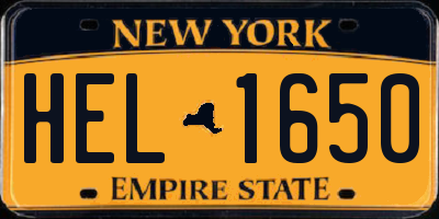 NY license plate HEL1650