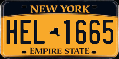 NY license plate HEL1665