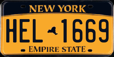 NY license plate HEL1669