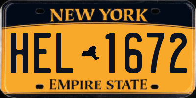 NY license plate HEL1672