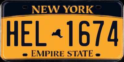NY license plate HEL1674