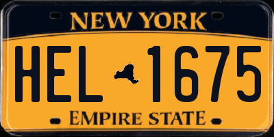 NY license plate HEL1675