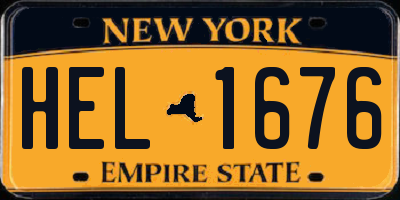 NY license plate HEL1676