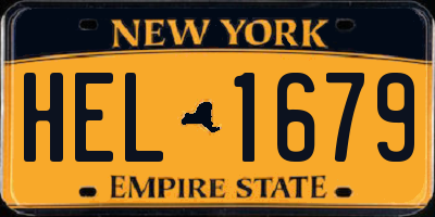 NY license plate HEL1679