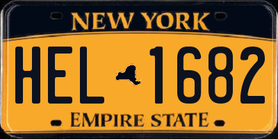NY license plate HEL1682