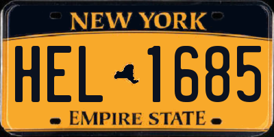 NY license plate HEL1685