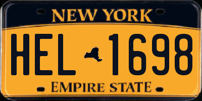 NY license plate HEL1698