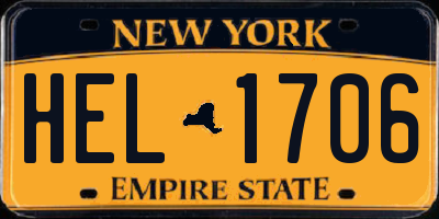 NY license plate HEL1706