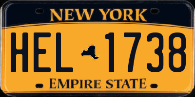NY license plate HEL1738