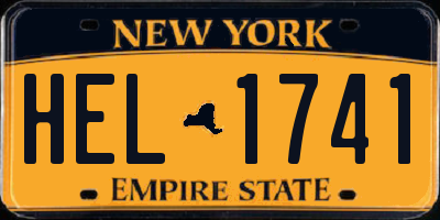 NY license plate HEL1741