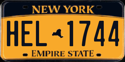 NY license plate HEL1744