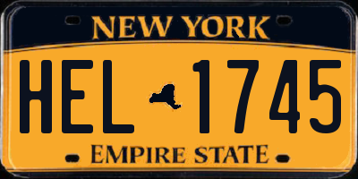 NY license plate HEL1745