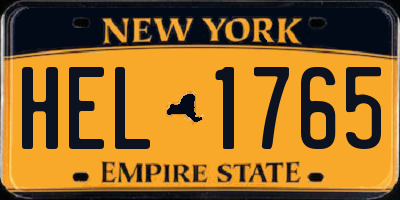 NY license plate HEL1765