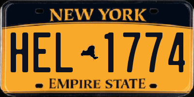 NY license plate HEL1774