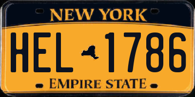 NY license plate HEL1786