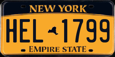 NY license plate HEL1799