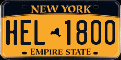 NY license plate HEL1800