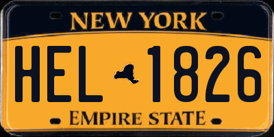 NY license plate HEL1826