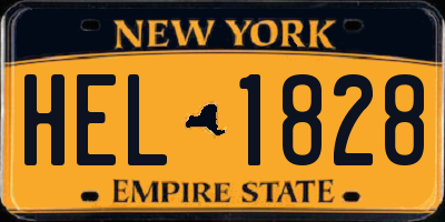 NY license plate HEL1828