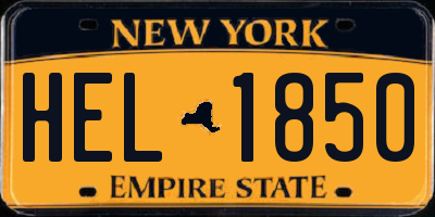NY license plate HEL1850