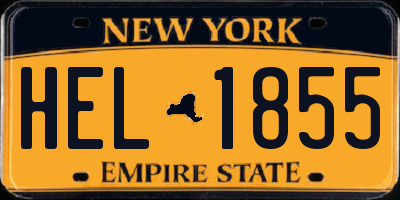 NY license plate HEL1855