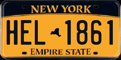 NY license plate HEL1861