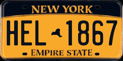 NY license plate HEL1867