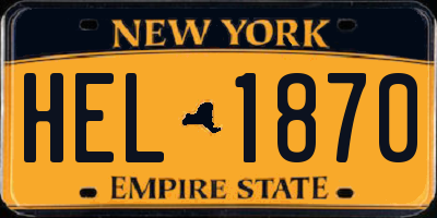 NY license plate HEL1870