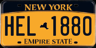 NY license plate HEL1880