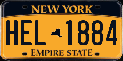 NY license plate HEL1884