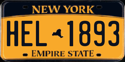 NY license plate HEL1893