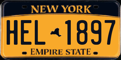 NY license plate HEL1897