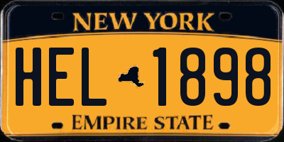 NY license plate HEL1898