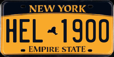 NY license plate HEL1900