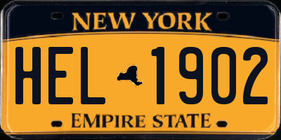NY license plate HEL1902