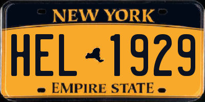 NY license plate HEL1929